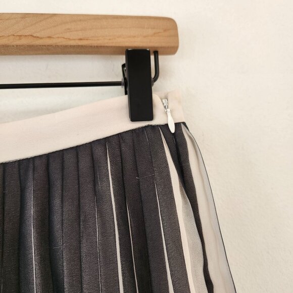 Banana Republic Zigzag Pleated Midi Skirt White Grey Chiffon Flowy Career 0 - Picture 4 of 7